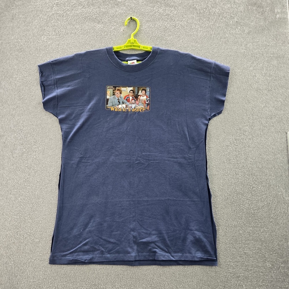 VINTAGE Revenge Of The Nerds Men Shirt 2XL Blue What Is A Nerd 80s 90s READ